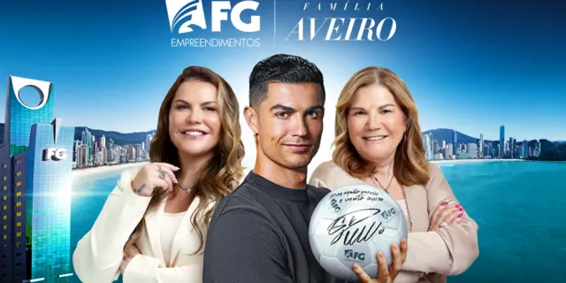 Cristiano Ronaldo e família Aveiro são os novos parceiros da FG empreendimentos.
